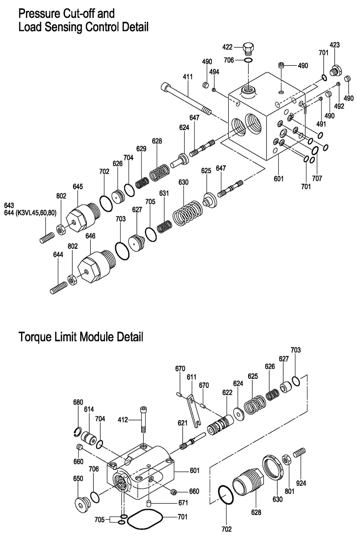 Kawasaki P-29035600656 Outer spring adjustment plug for K3VL piston pumps - exploded view position 628 - RestoPower